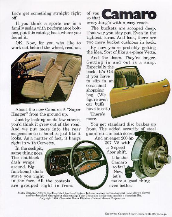 1970 Chev Camaro Brochure Page 9